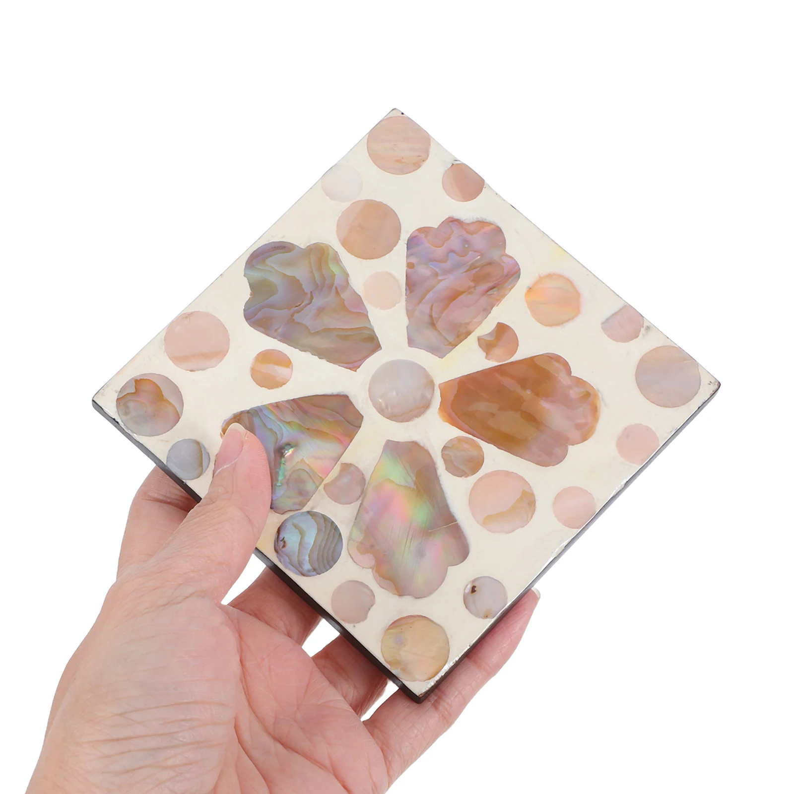 

Coaster Table Coasters Square Coasters Vintage Square Decorative Shell Farmhouse Natural Flower Heat Insulation Kitchen