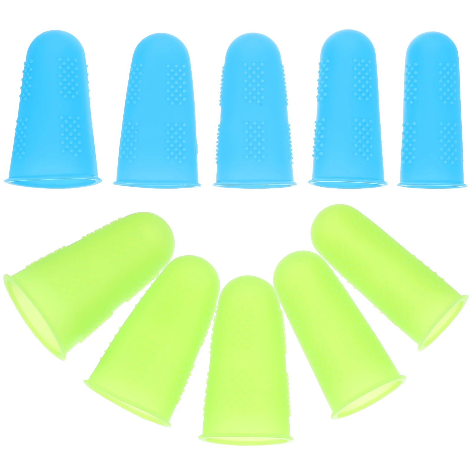 10pcs Silicone Finger Cover Anti-scalding Finger Protective Sleeves Non-slip Fingertip Cover for Men Women (Blue + Green)