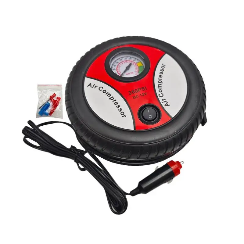 Tire Pump for Car Portable Tire Inflator Portable Electric Tire Pump 12V Inflator with Pointer Pressure Gauge Multifunctional