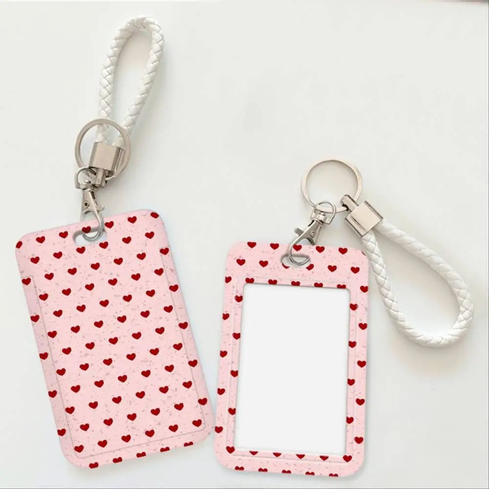 Red Hearts Design ID Card Holder Plastic Badge Case For Medical Student Staff ID Bank Credit Card Holiday Gift