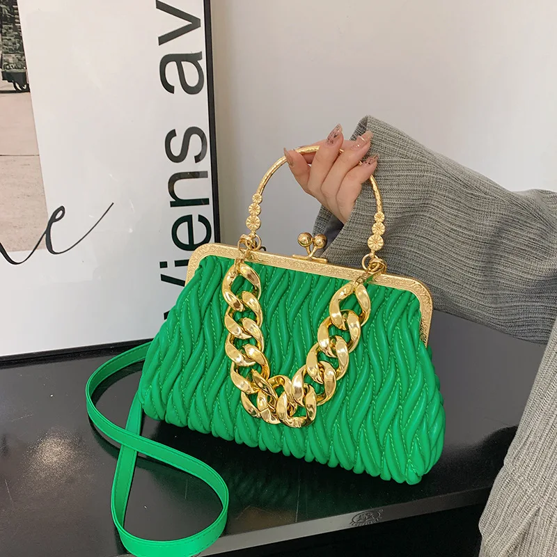 

‌2025 New Women's Handbag Crossbody/Shoulder/Handheld, Shell-Shaped Clutch with Chain Strap Buckle Design, Foldable Work Bag‌