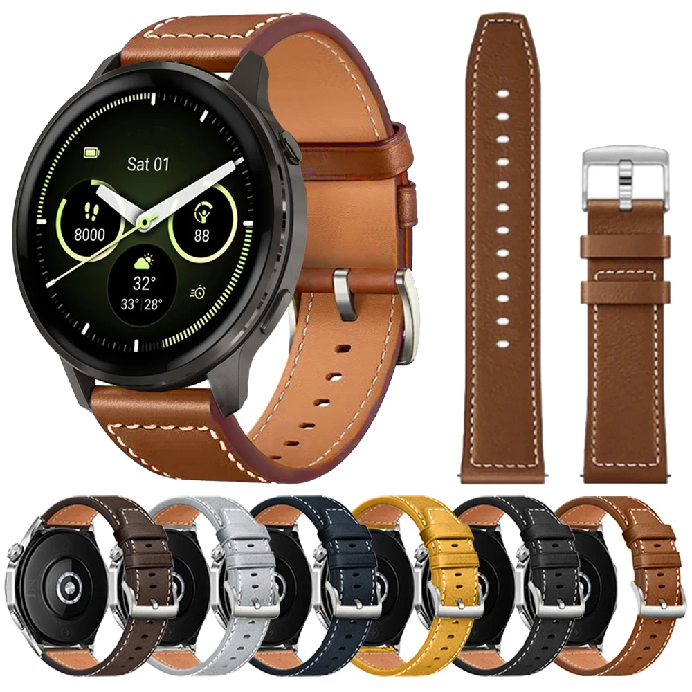 Lederarmband 22 mm 20 mm für Garmin Venu 4 45 mm/Vivoactive 6 5/Forerunner 570 265 255 Music 165//Venu 3 Sq2 Ersatzarmband