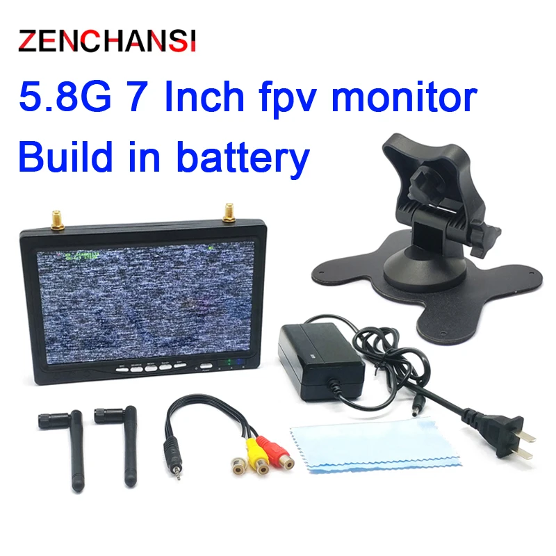 Fpv 5W Zender Wideband Fm Modulaat Av Launcher En Caddx Ratel 2 1200tvl Fpv Camera + 5.8G 48ch 7 Inch Hd Ips Fpv Monitor