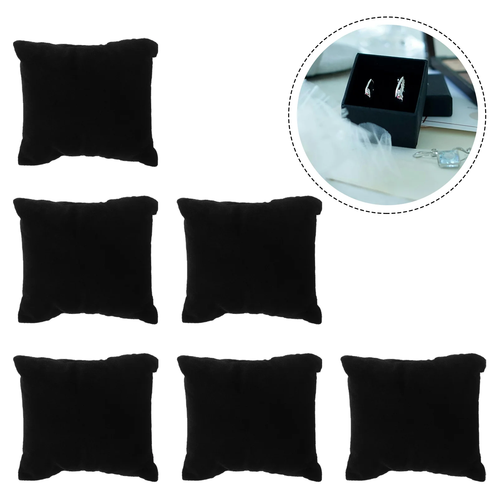 

6Pcs Jewelry Display Pillow Black Stable Bracelet Bangle Watch Organizer Holder Chain Pillow Stand