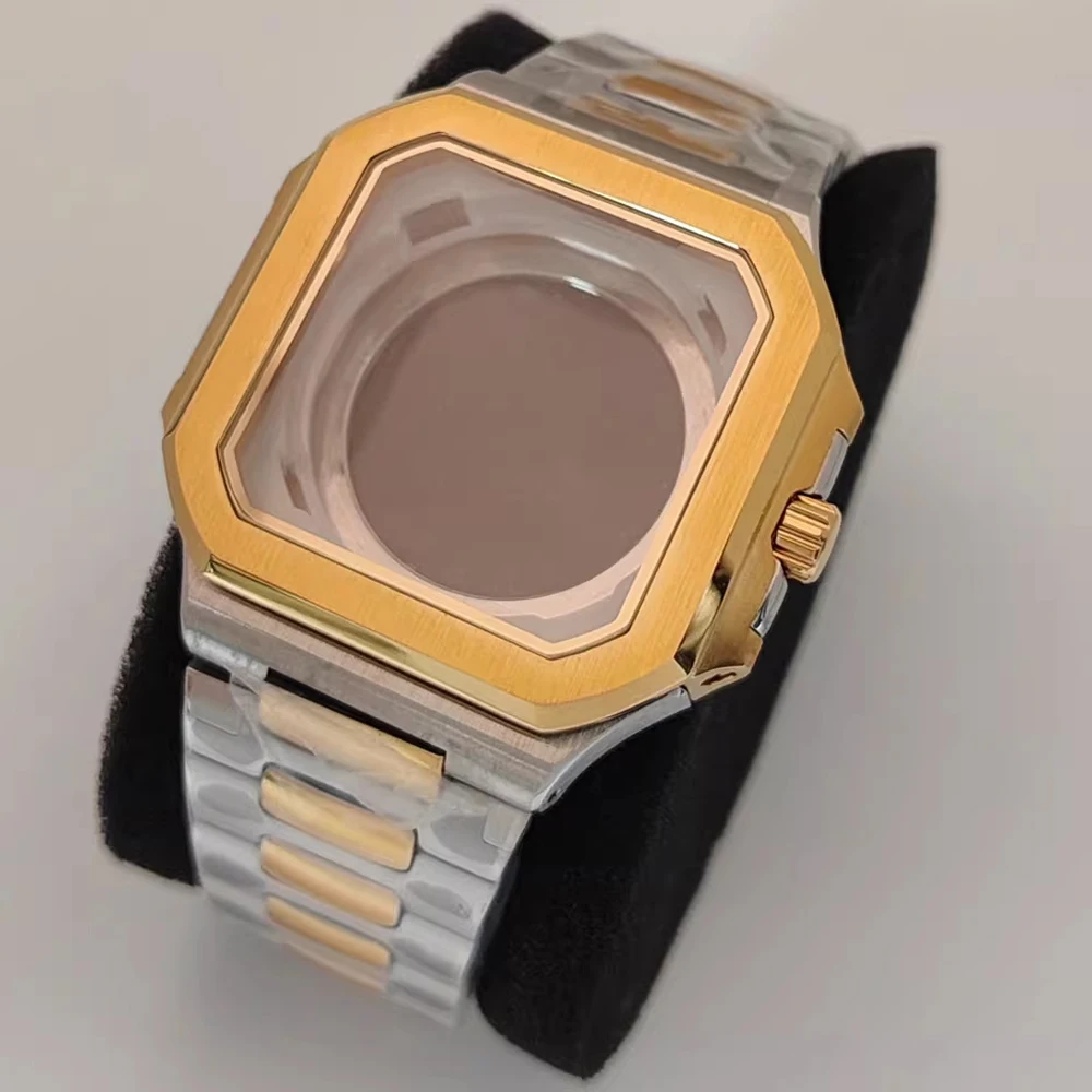 42mm NH35 Watch Case Stainless Steel Square Case with Strap for NH35/NH36 Movement Sapphire Glass Watch Shell Fit 29.5mm Dial