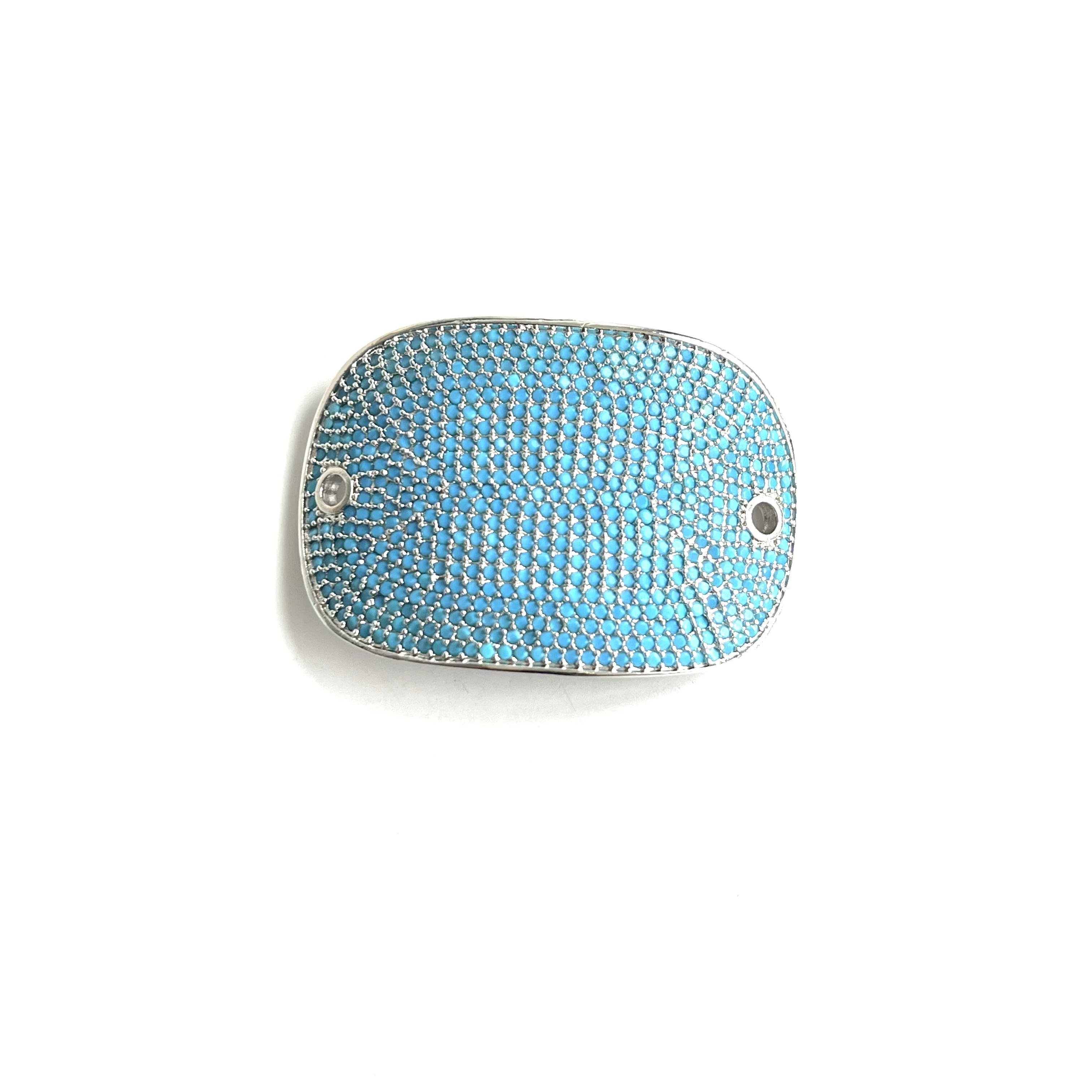 Turquoise Zirconia Pave Rectangle Connector Spacer for Custom Design Handmade Jewelry Accessory Findings Bracelet Necklace