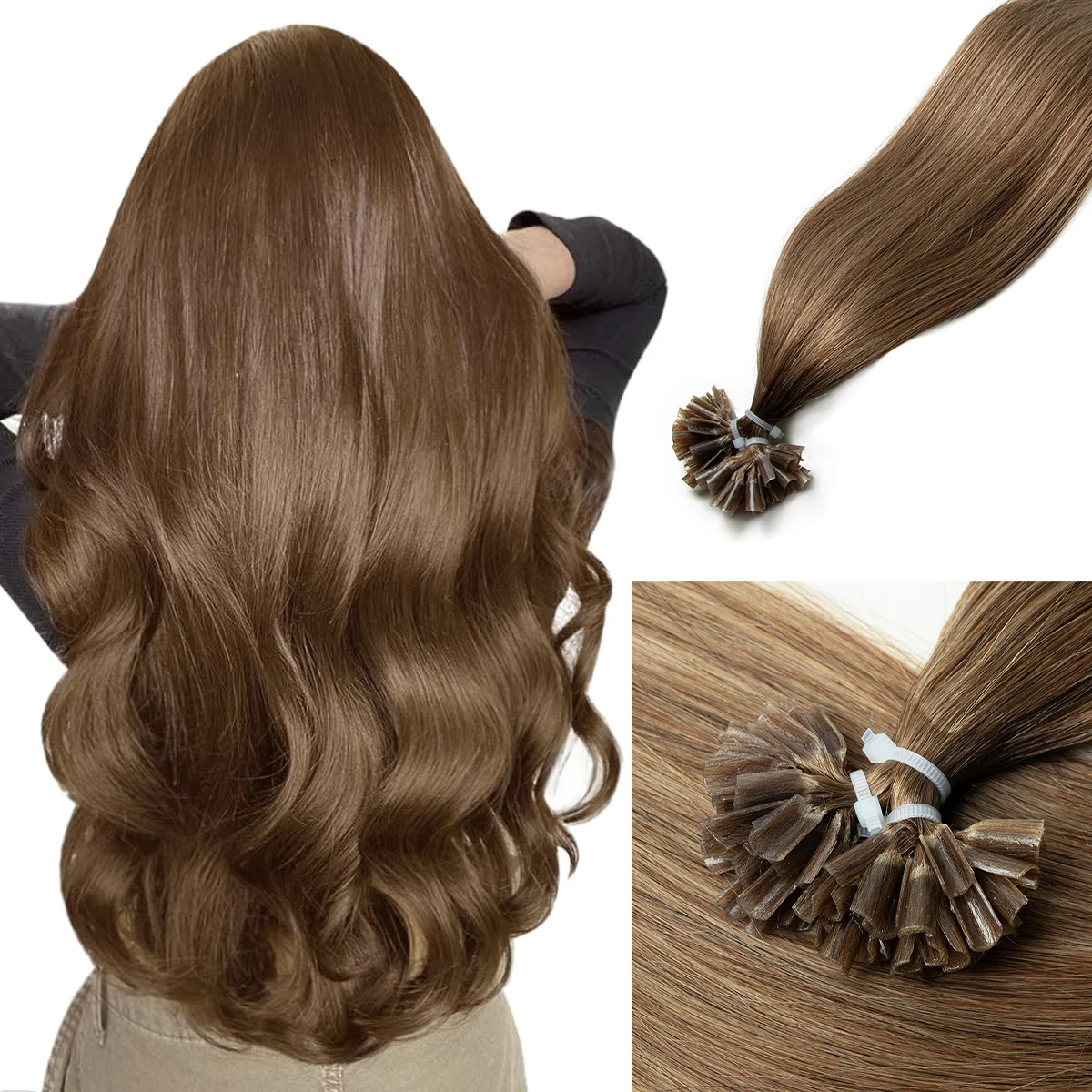 

Наращивание волос U-образными пучками # Наращивание волос 06 Medium Brown Nail Tips Human Hair Italiana, 1,5 см, кератиновые пряди, 12-20 дюймов, 50 штук