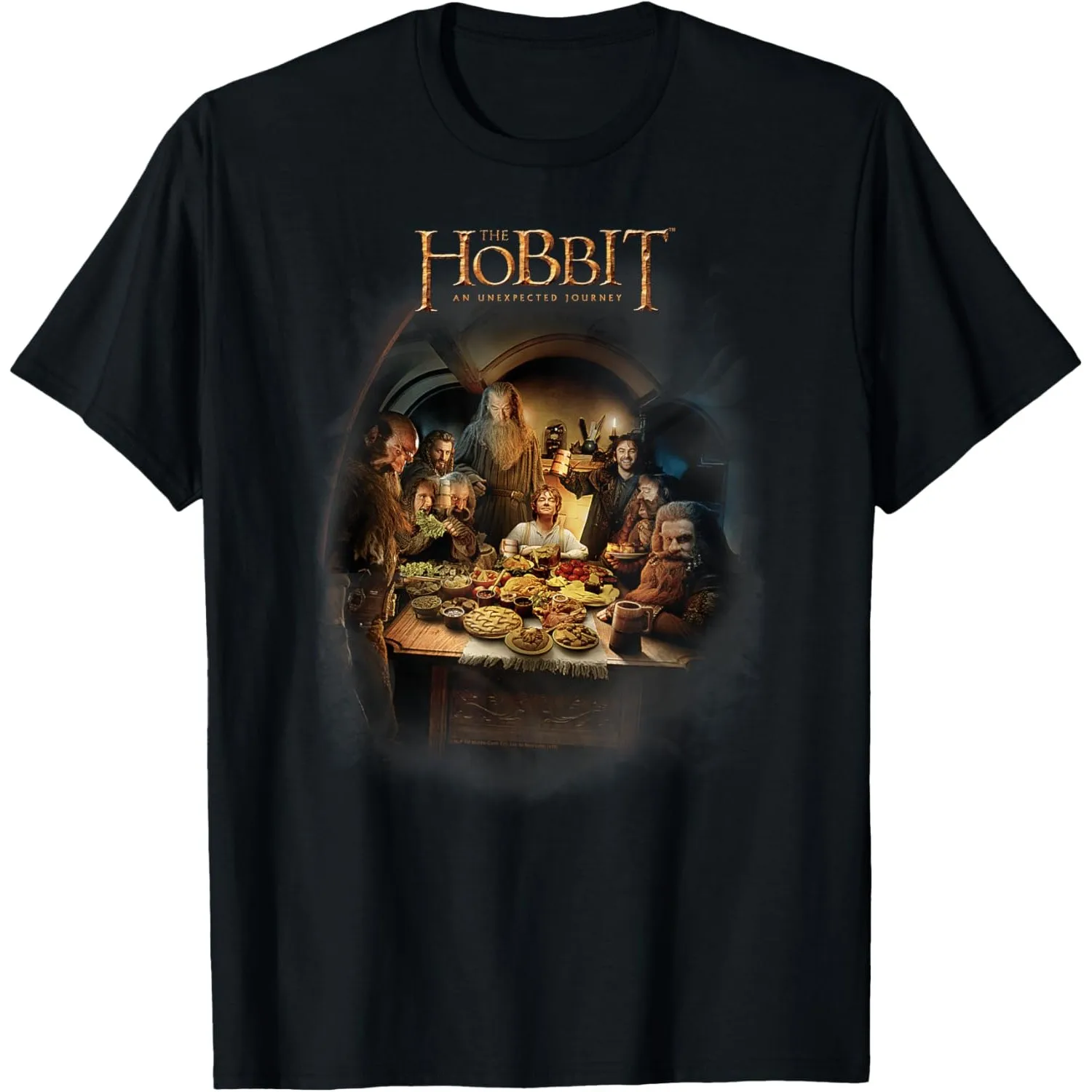 The Hobbit Feast Graphic Print Round Neck Cotton Short Sleeve T-Shirt for Men