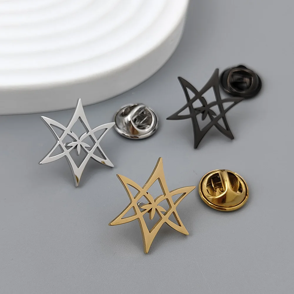 Gold Color Pentagram Brooch Badge Men's and Women's Blouses Five Pointed Star Metal Collar Lapel Pin Shirt Clothes Accessories