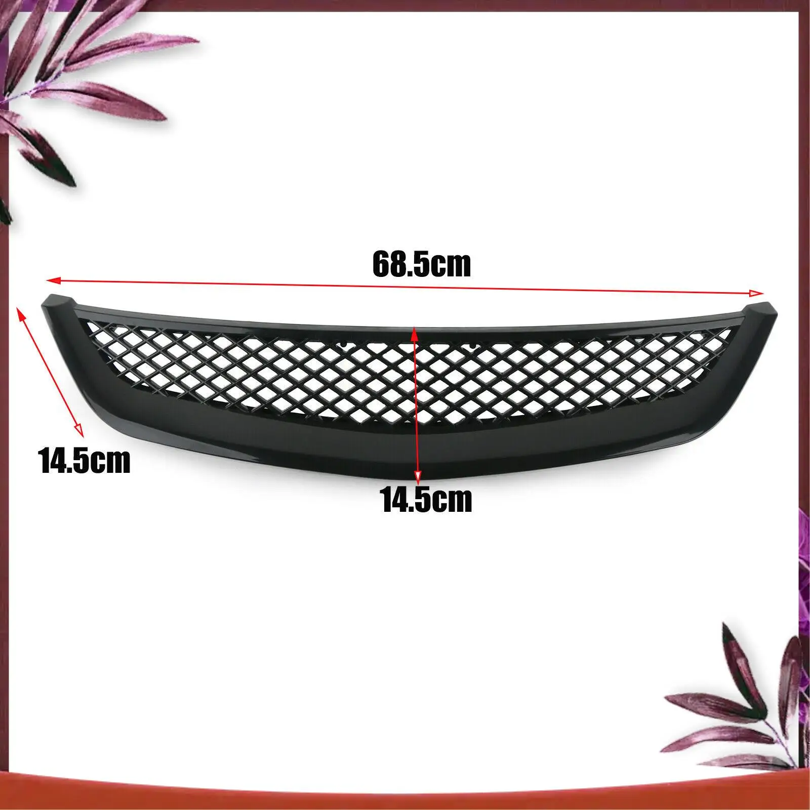 

Durable Car Gloss Black Mesh ABS Front Hood Grille Grill For Honda Civic JDM Type R 2001-2003
