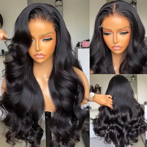 100% Human Hair 13x6 Body Wave Lace Frontal Wig HD 30 40 Inch 13x4 Lace Front Wigs Water Loose Waves Black Brazilian Pre Plucked