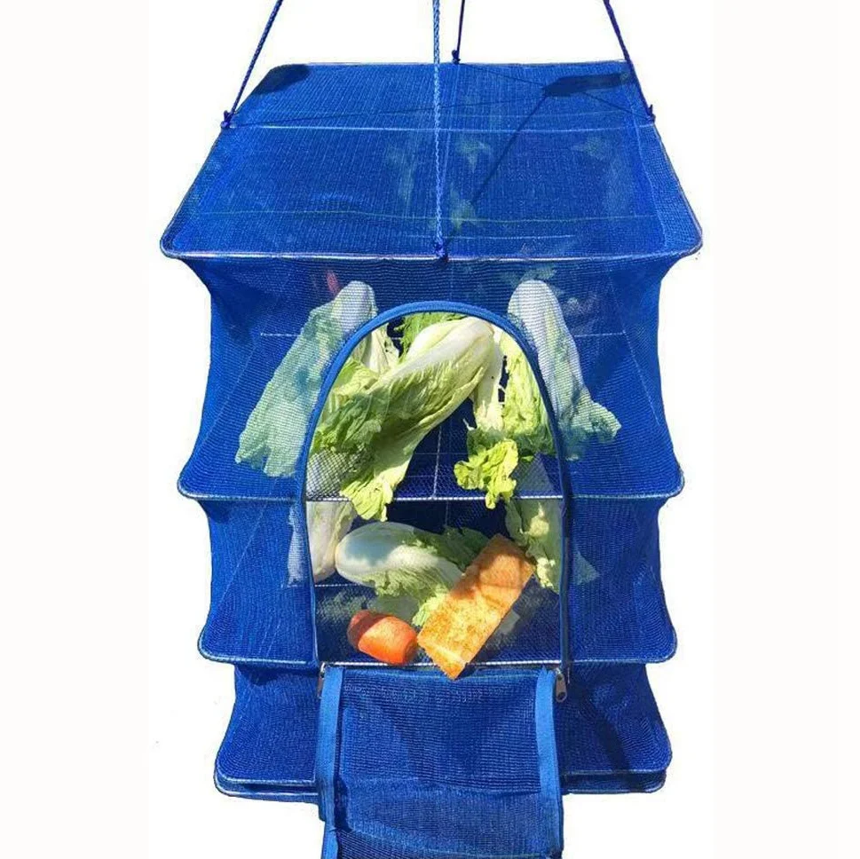 -BABQ 1 pçs dobrável 4 camadas rack de secagem para pratos de peixe vegetal malha pendurado rede de secagem pendurado, maneira natural para alimentos secos