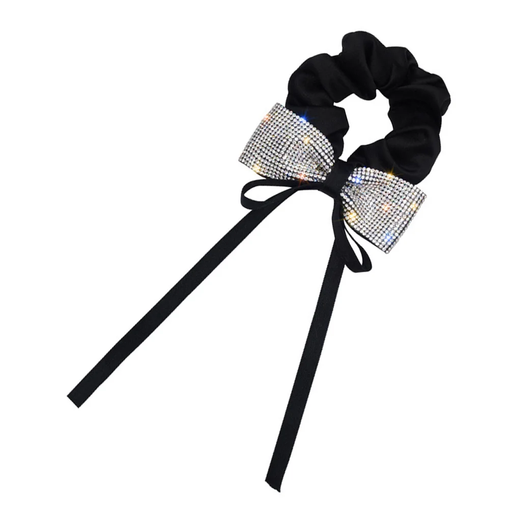 

Bowknot Hair Scrunchies Elegant Hair Rope Rhinestones Design Ponytail Holder Girls Gift Ponytail Holder Bowknot Headdress