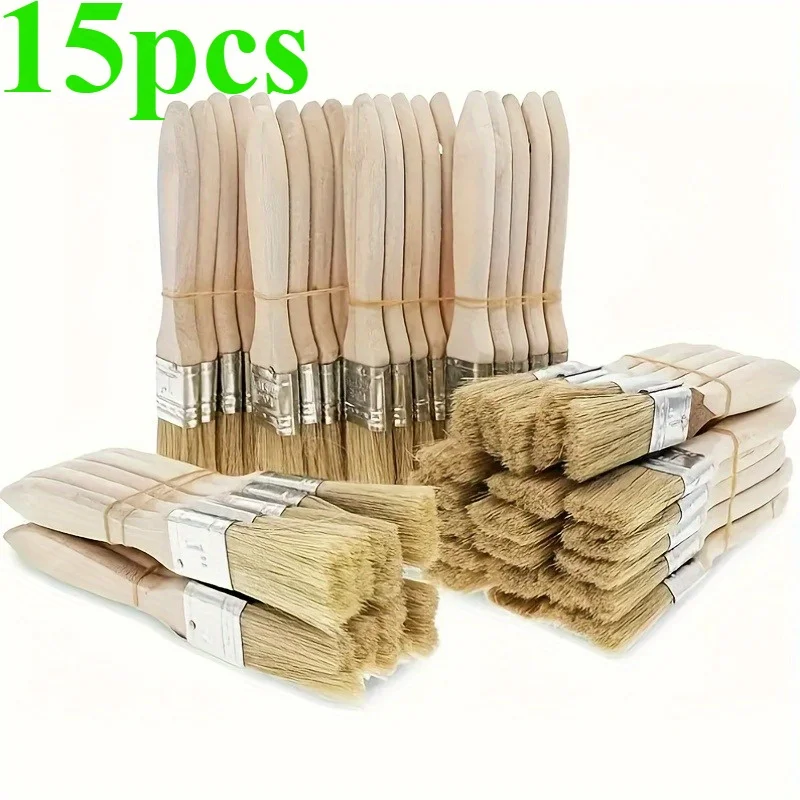 

15-inch multi-functional wooden-handled brushes with 1-inch bristles, ideal for large-area painting, art crafts, and DIY project