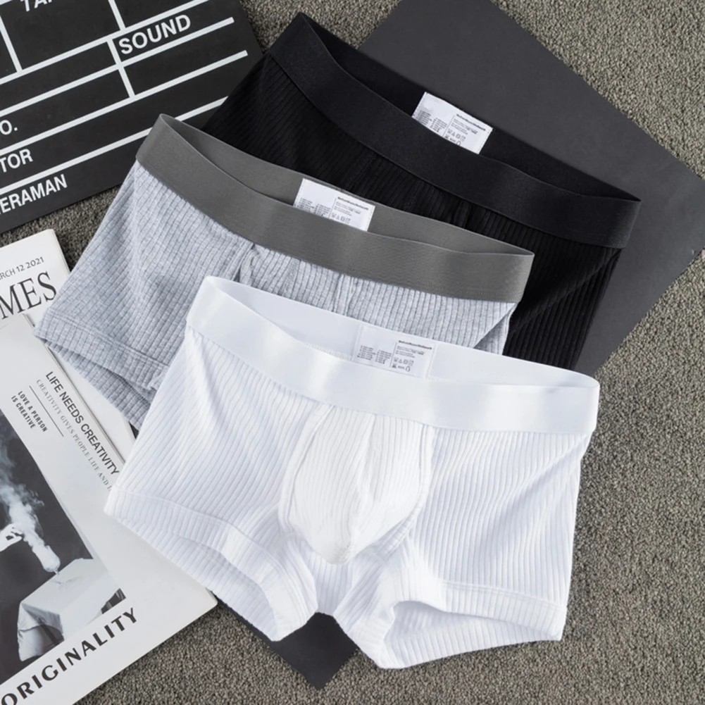 Men Cotton Thread Boxer Shorts Breathable Man Underwear Male Sports Underpants Boxers Trunk Comfortable