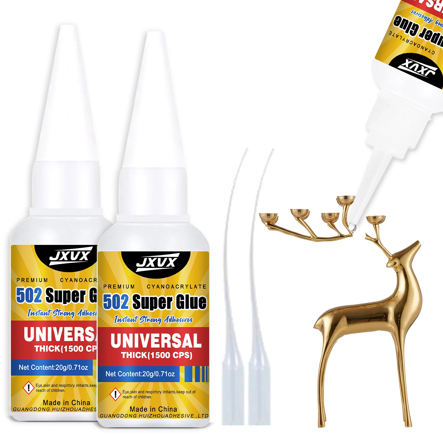 JXVX Neuer 20 g 502-Superkleber, schnell trocknendes Cyanacrylat-Sofortleder, Gummi, Holz, Glas, Metall, starke Bindung, flüssiges Klebebandwerkzeug