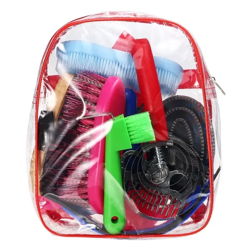 New Horse Grooming Tool Set Cleaning Kit Comb Pet Cleaning Brush Stainless Steel Curry Groomer Tail Comb Kit Scrubber