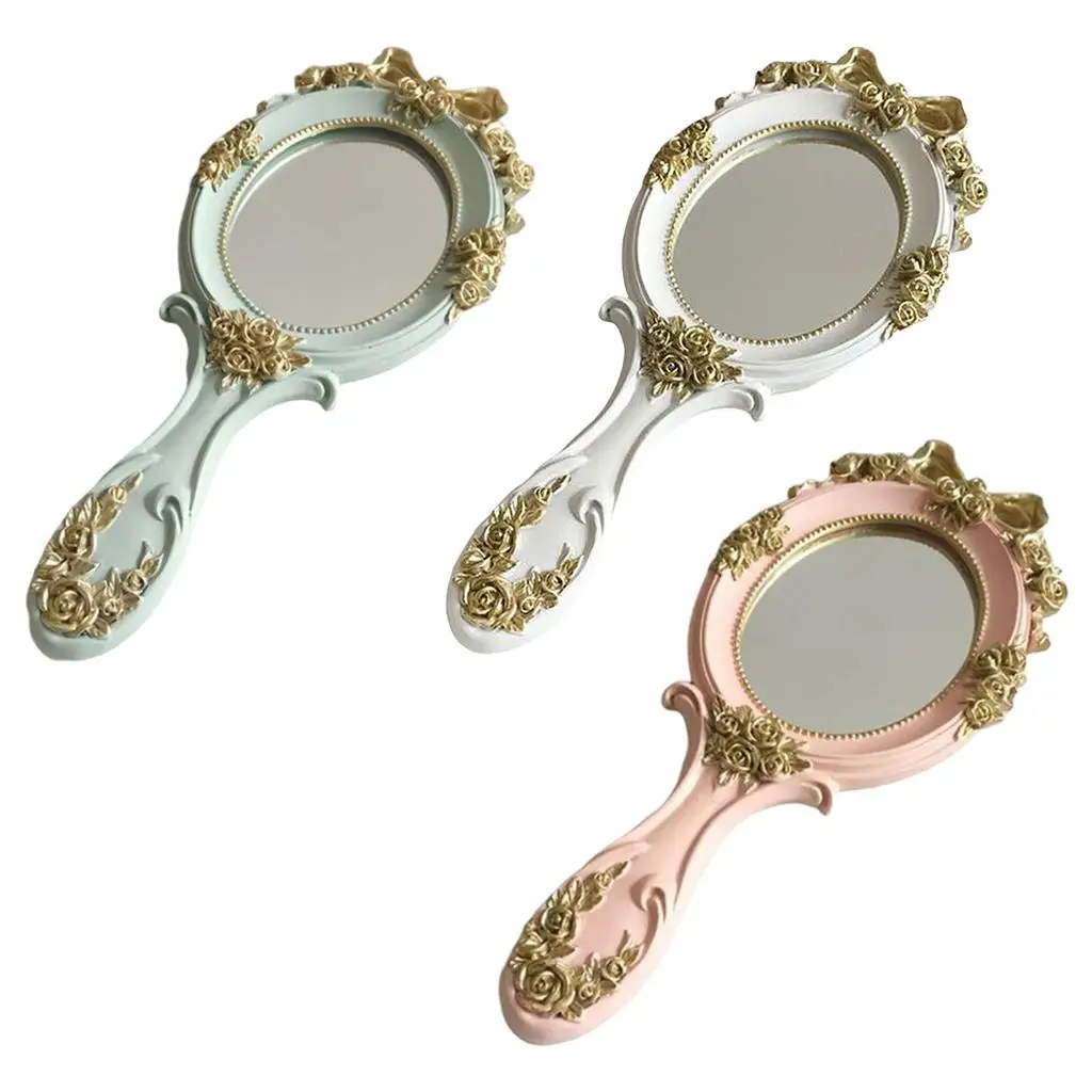 Vanity Handheld Makeup Mirror Vanity Dresser Princess Mirrors Decoration