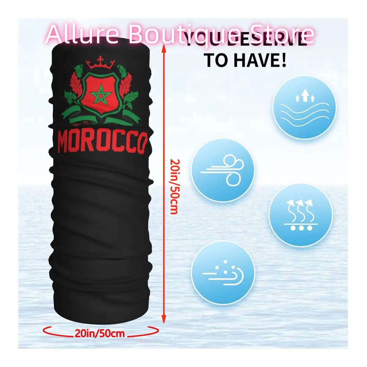 المغرب ملصق باندانا غطاء الرقبة التفاف وشاح بالاكلافا ركوب الدراجات للجنسين الكبار تنفس #2