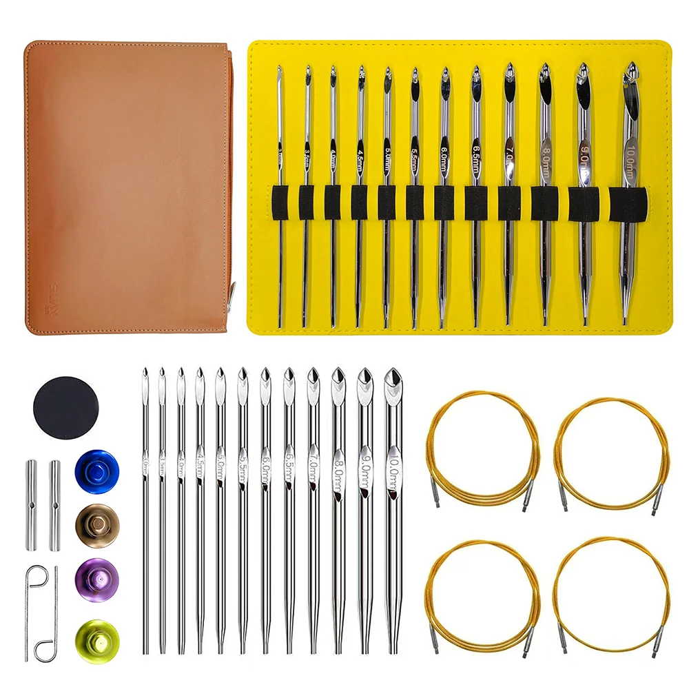 

12 шт. крючки тунисский набор крючков 3 мм-10 мм эргономичные ручки сменный алюминиевый крючок для вязания комплект аксессуаров