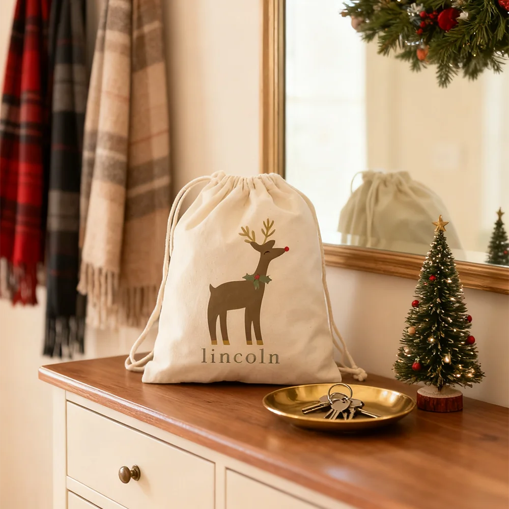 شخصية 4 قطعة هدية الكريسماس حقيبة الاطفال الرنة جودي حقيبة السنة الجديدة الرباط أكياس عيد الميلاد عطلة حفلة تفضل مجيء