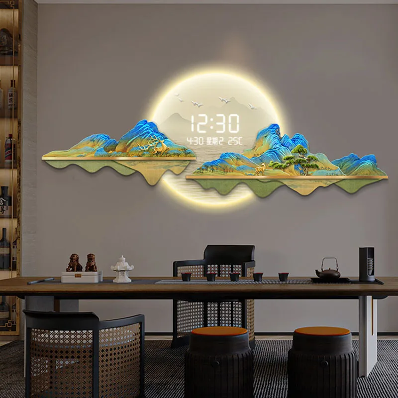 Luxury Creative Wall Clock Unique Chinese Style Designer Art Wall Clock Luminous Minimalist Reloj Digital Pared Room Decorarion