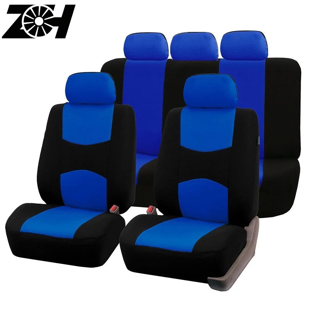 Universal 7 Colors Auto Car Seat Covers Ployester Cushion Full Set Front Rear For Sedans Seat Cover AT MT
