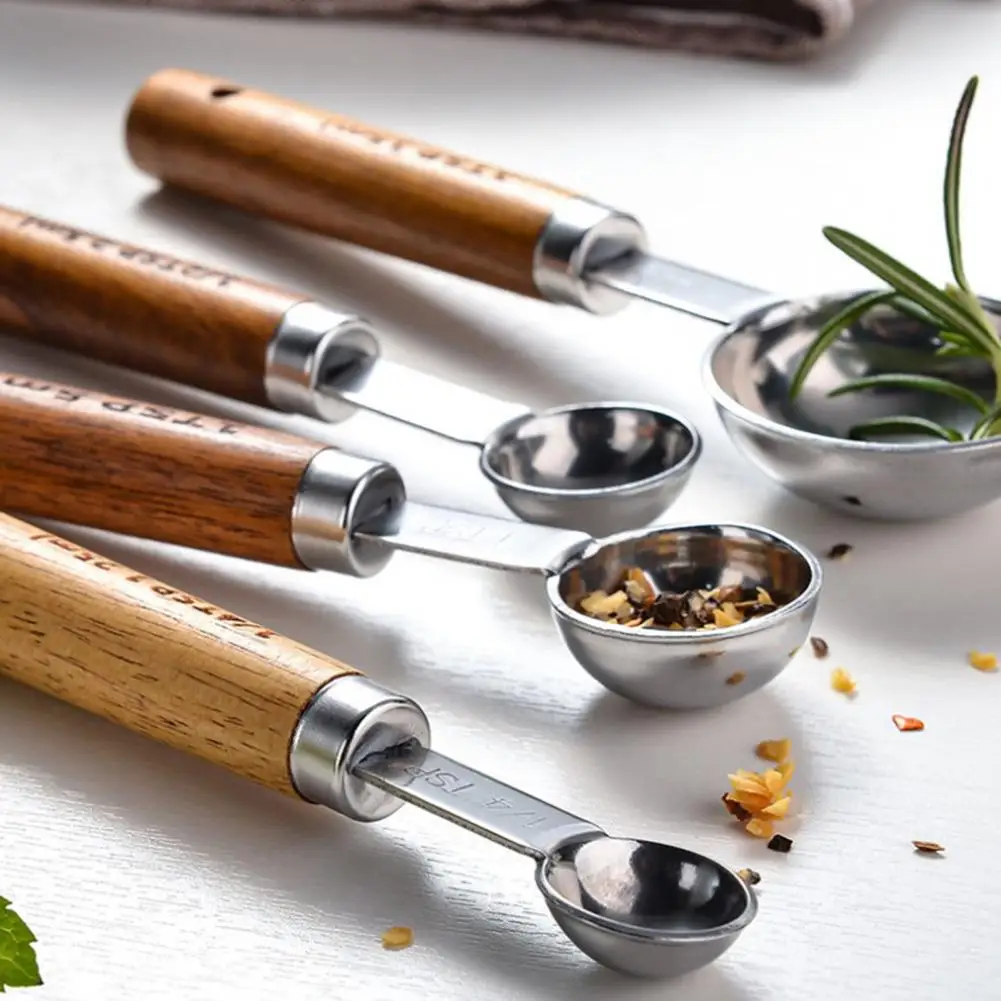 Kitchen Measuring Spoon Set Metal Measuring Spoons Set Gold-plated Stainless Steel Measuring Spoons Cups Set Precision Baking
