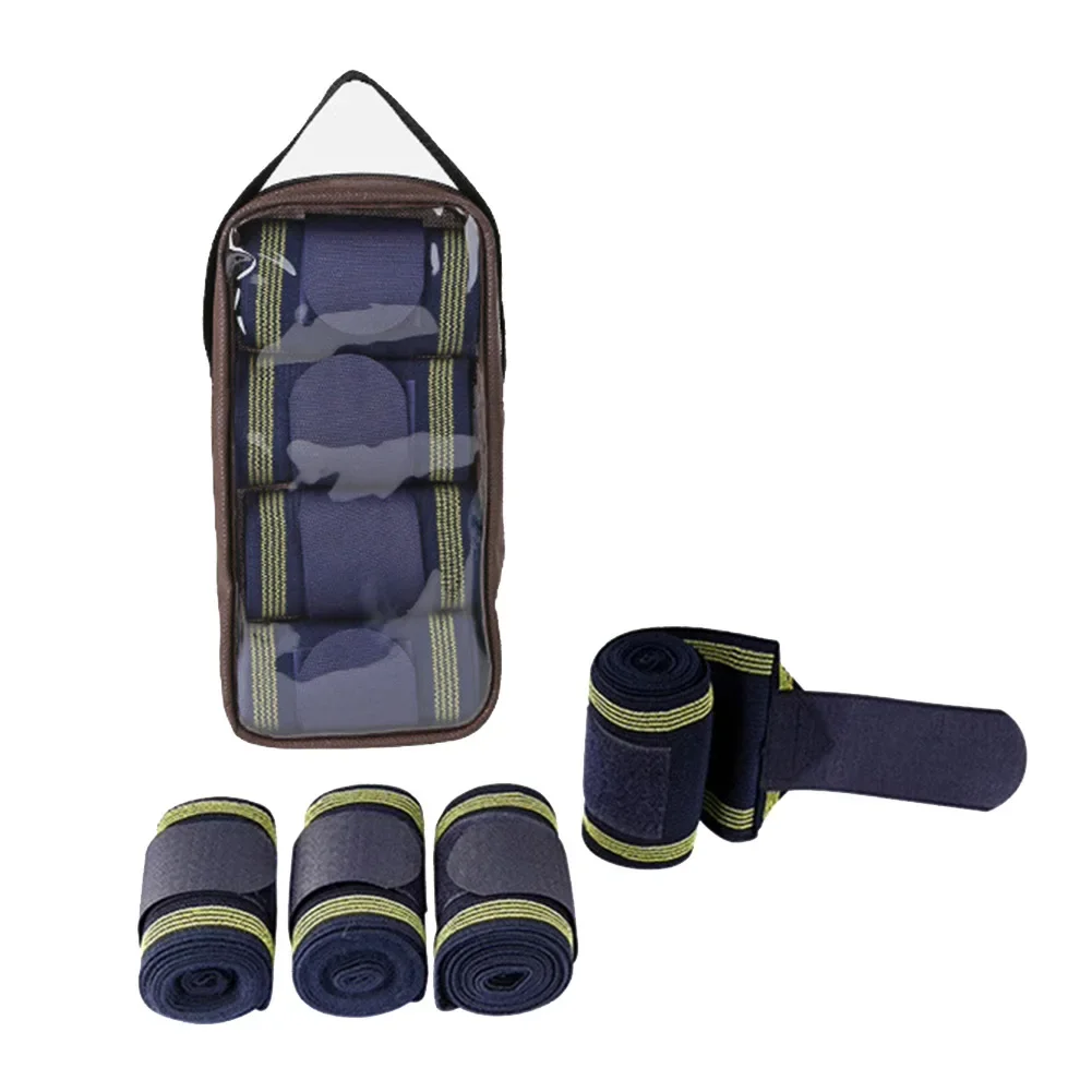 Equestrian Bandage Horse Leg Wraps Targeted Tendon Support Compression For Recovery Breathable Stretch Fabric For Horses Black