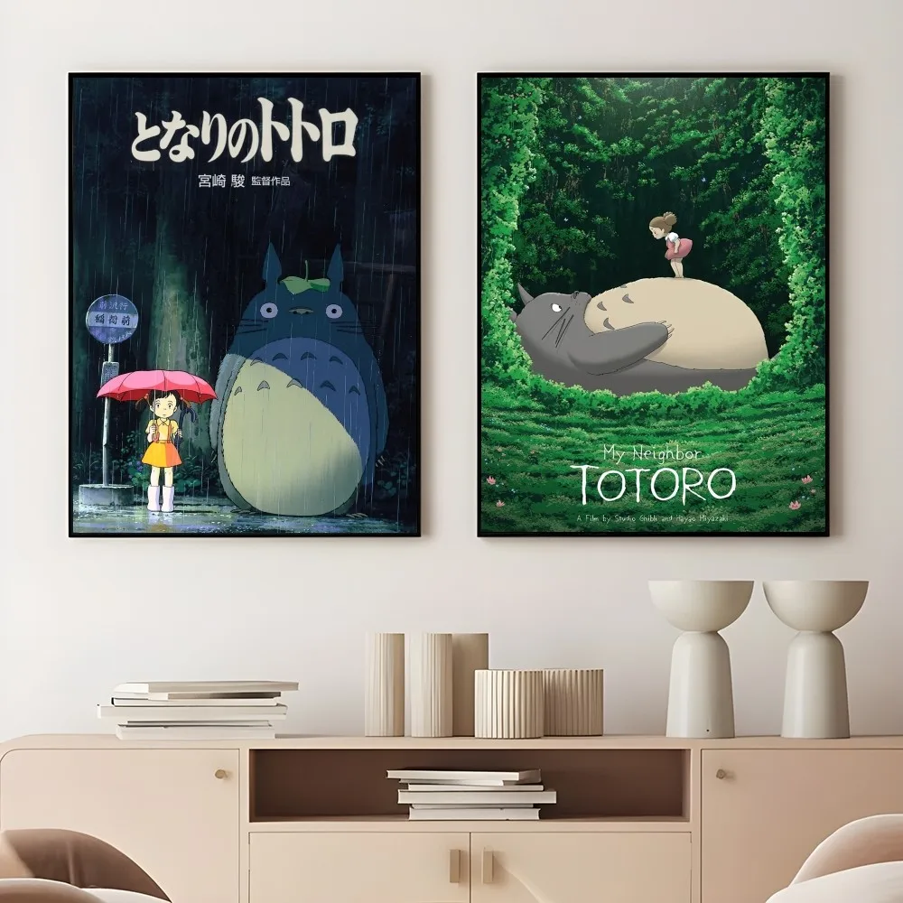 Anime My Neighbor T-Totoro Cute HD  Poster Sticky Wall Art Printing Waterproof Home Living Bed Room Bar Aesthetic Decor