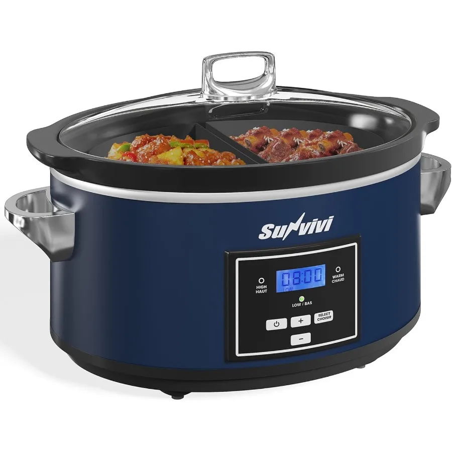 Программируемая мультиварка на 6 литров с силиконовыми вкладышами 2 в 1 для домашней кухни, подогреватель еды для мультиварки с цифровым таймером