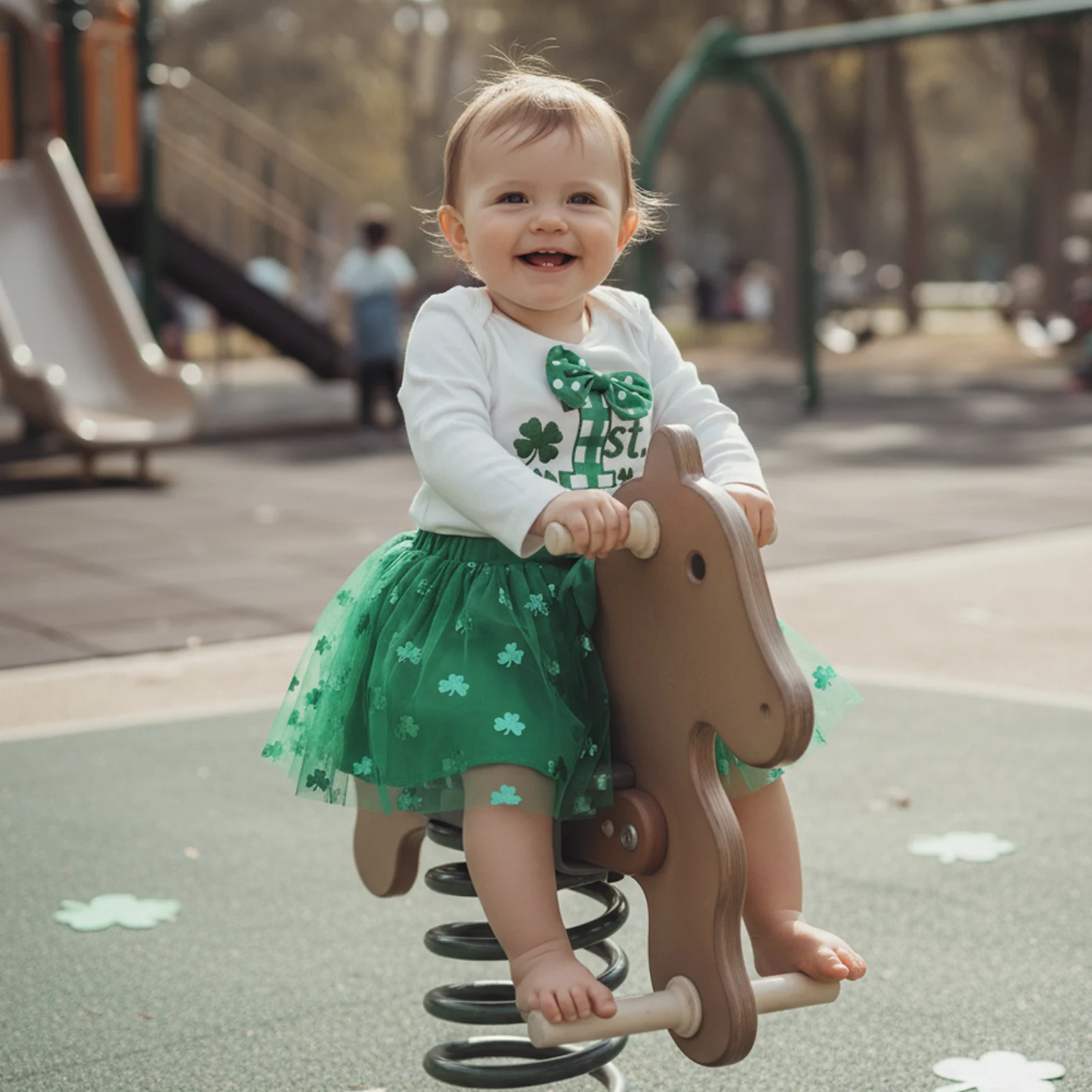 

Весенняя одежда для маленьких девочек, комбинезон из тюля с длинными рукавами и вышивкой клевера, тюлевая юбка, комплект из 2 предметов