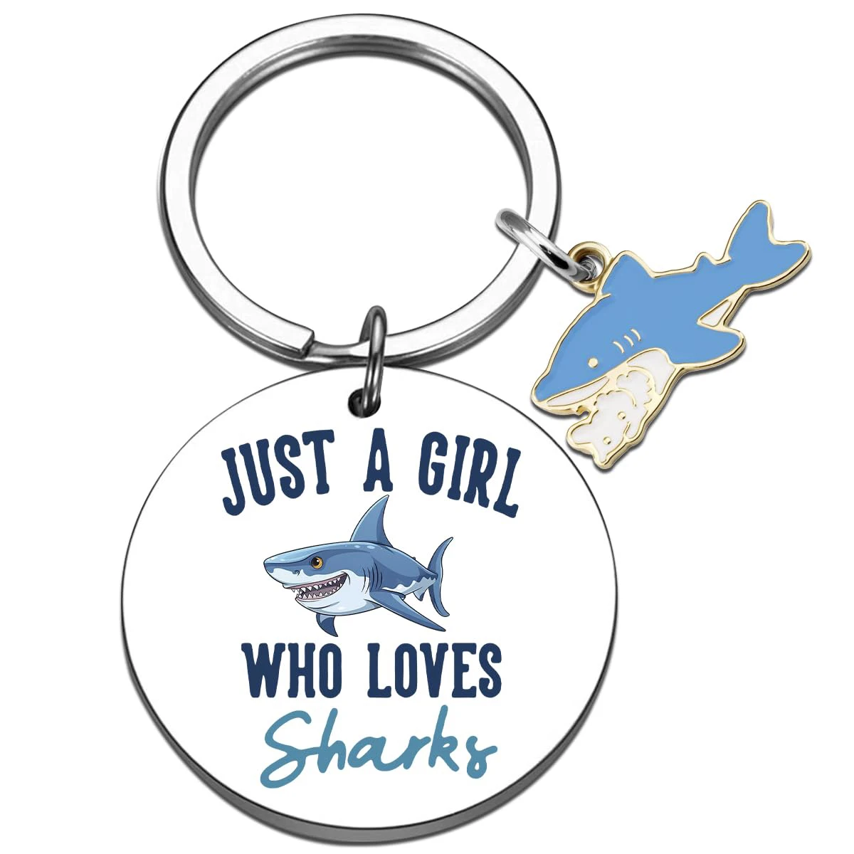 Cosas de tiburón, regalos para amantes de los tiburones para mujeres, lindos regalos temáticos de tiburones oceánicos, llavero de tiburón, solo una chica que ama los tiburones
