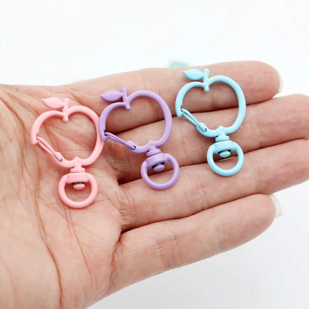 5pcs Apple Shape Trigger Clips Buckles Spring Buckle Snap Hook Lobster Clasp Hooks Split Key Ring For Diy Keychain Accessories