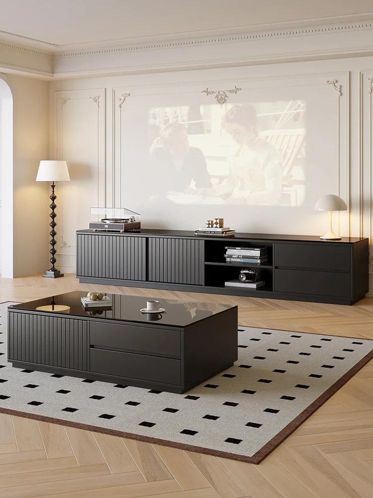 

TV cabinet, coffee table combination, simple modern small living room, household solid wood floor standing cabinet,