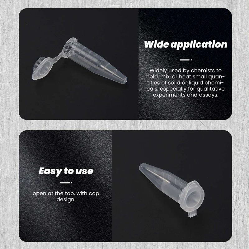 500 Pcs Laboratory Clear White Mark Printed Plastic Centrifuge Tube 1.5ml-A73M view 5