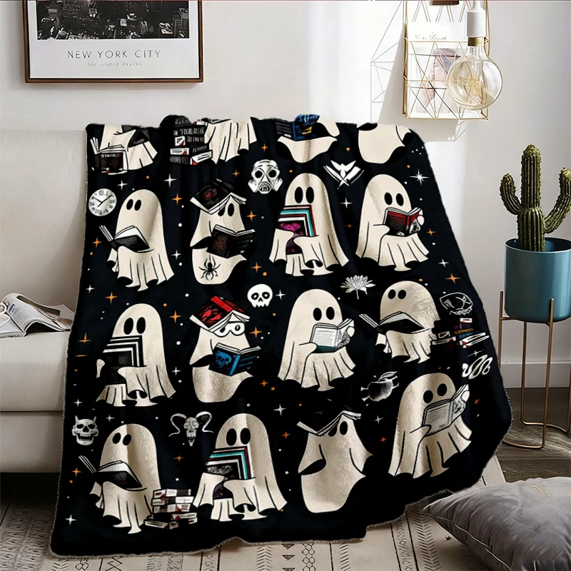 Ghosts Reading Dark Romance Series Books Soft Blanket, Haunting Adeline Comfy Blanket, Halloween Flannel Blanket