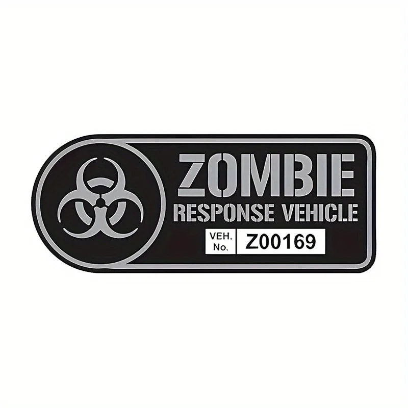 

1PC Zombie Response Vehicle Biohazard Waterproof Vinyl Stickers – Black/White Metal Style Decals for Car, Motorcycle & Toolbox