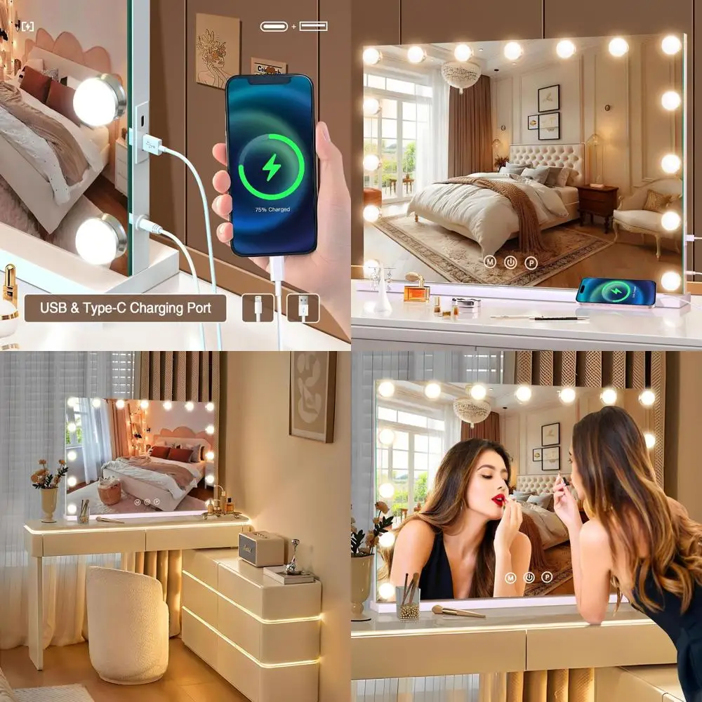 

Косметическое зеркало с подсветкой, сенсорным управлением, 3-цветной регулируемой подсветкой и функцией памяти