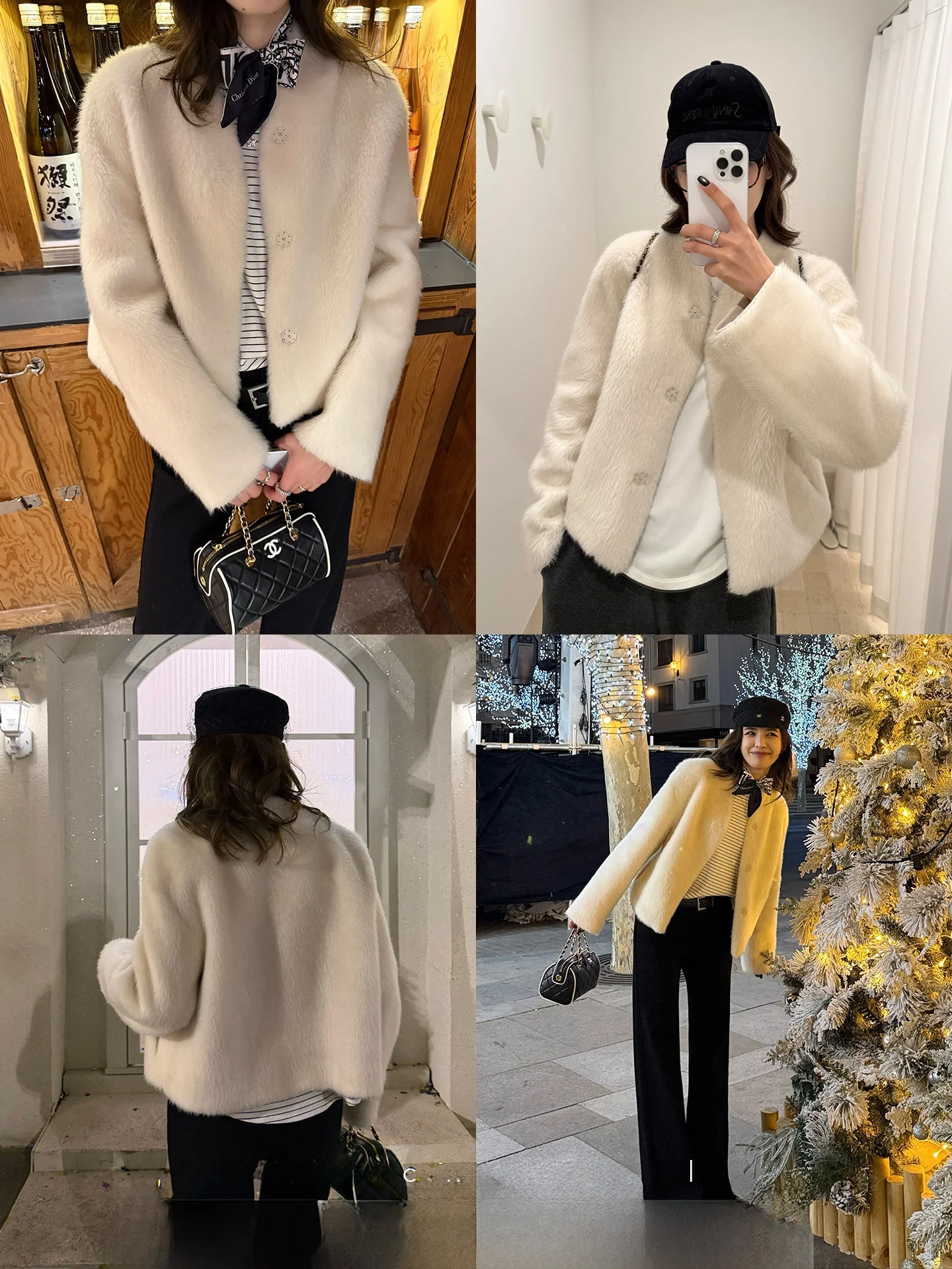 

Xzichic Lamb Fur Coat Women's ort V-ne Faux Lagunata Inteated Skin And Hair Winter Outerwear Straight Tube Long Sve