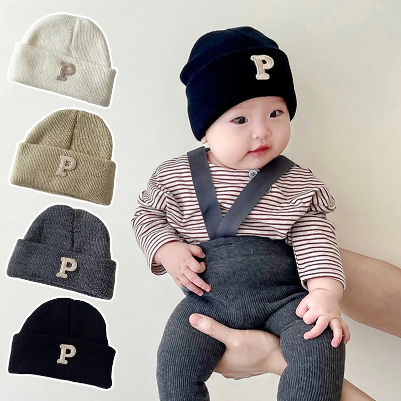 Autumn Winter Baby Hat Comfortable Solid Color Hats Cute Letter Cotton Cap Newborn 6 Months To 4 Years Old Infant Bonnet