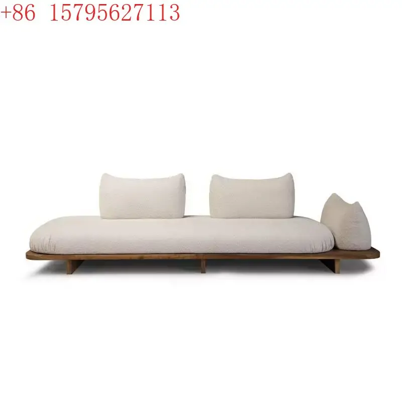 Medieval lamb wool high rebound Japanese tatami wabi-sabi, solid wood sofa small apartment