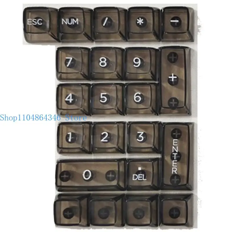 652F Modernize Your Keypad with 22key Transparent Ice Crystal Design Keycaps, Perfect Fit for Numeric Keyboards Easy to Clean