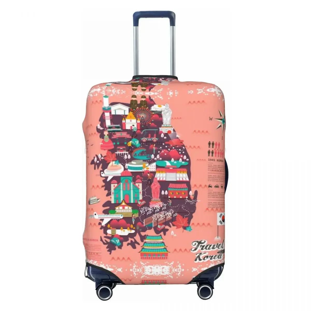 Travel Map Graffiti Suitcase Cover Cartoon Vacation Cruise Trip Elastic Luggage Supplies Protector