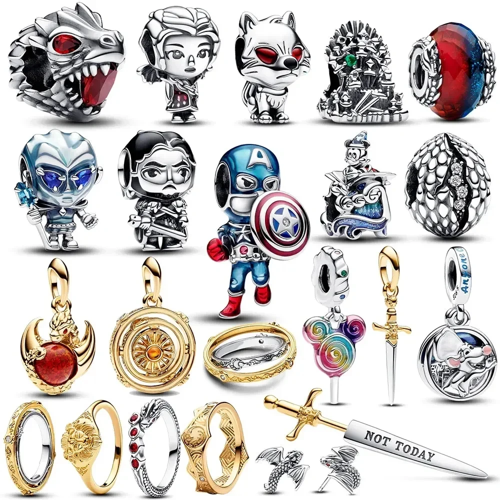 Perles de puissance de feu et de glace en argent 925 pour femme, pendentif capitaine, convient au bracelet Pandora, bijoux Riyue Potde miel, Disney Throne Cha, nouveau