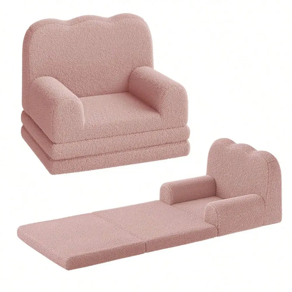 

Couch, 2In1 Convertible Teddy Fleece Fabric Toddler Sofa Chair, Soft Fold Out Couch Lounger For Kids, Comfy Childrens Sofa Bed