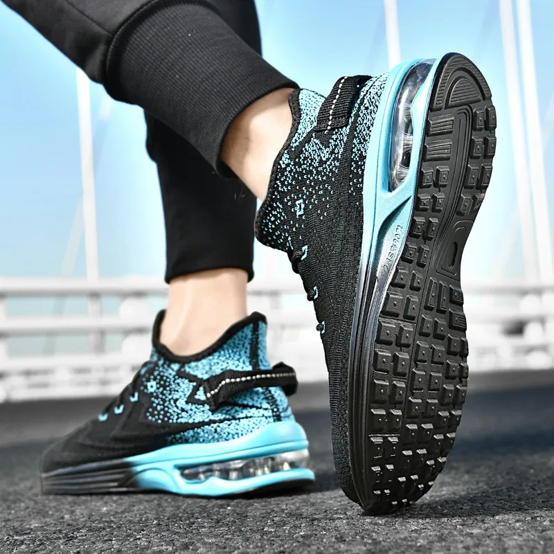 

Мужские кроссовки с цветными блоками и градиентной сеткой, дышащая летняя повседневная спортивная обувь на шнуровке на плоской подошве и большого размера