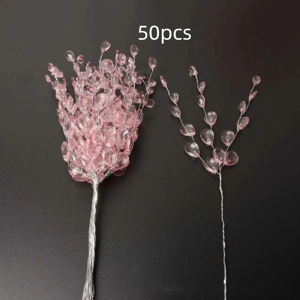 

50 шт. ремесленные украшения, хрустальные ветки бутона, свадебная тиара, искусственный букет для свадебной вечеринки, сделай сам, для дома, хрустальный цветок, акрил