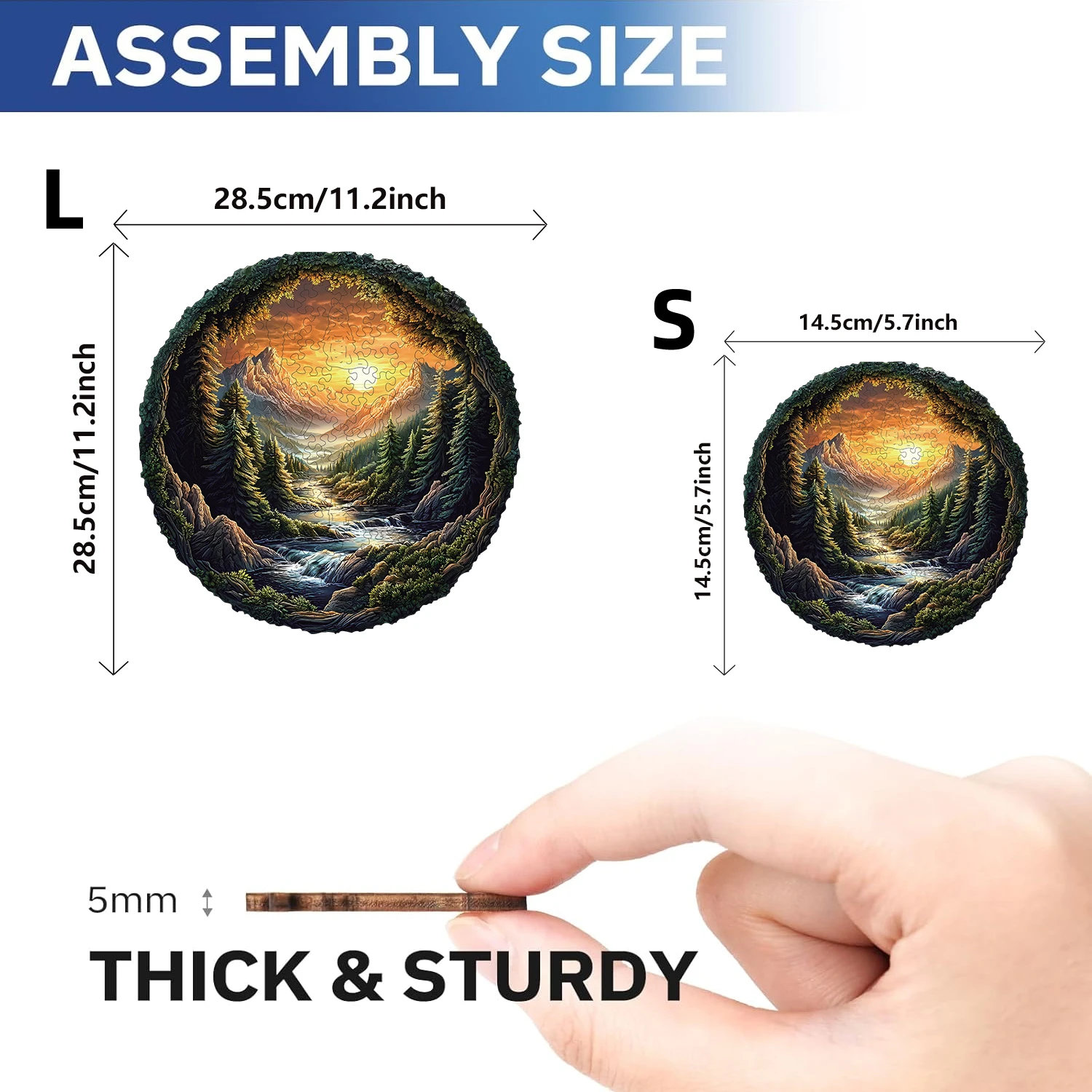 Mountain Streams Wooden Puzzle for Adults-3D Vision Effect Wooden Puzzles, Unique Shape Pieces Wooden Jigsaw Puzzle