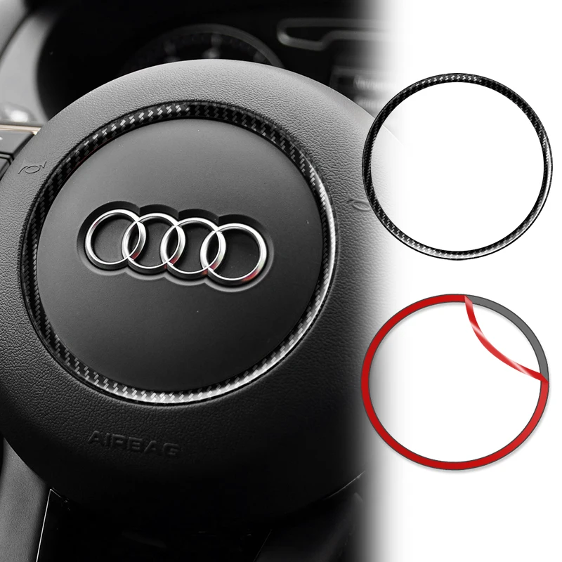 عجلة توجيه سيارة غطاء الكسوة ألياف الكربون ملصق لأودي A1 A3 A4 A5 A6 A7A8 Q3 Q5 Q7 SQ5 S1 S3 S4 S5 S6 S7 S8 RS3 RS5 RS6 #1